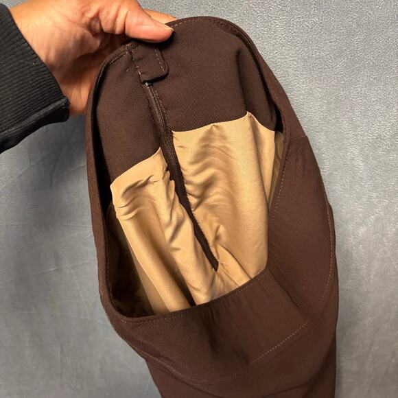 Vintage Handmade Nylon Lined Skirt A Line Chocolate Brown Office Vixen 80s Work - Picture 8 of 8